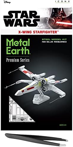 Metal Earth Fascinations Premium Series Star Wars X-Wing Starfighter 3D Model Model Kit Pacote com pinças