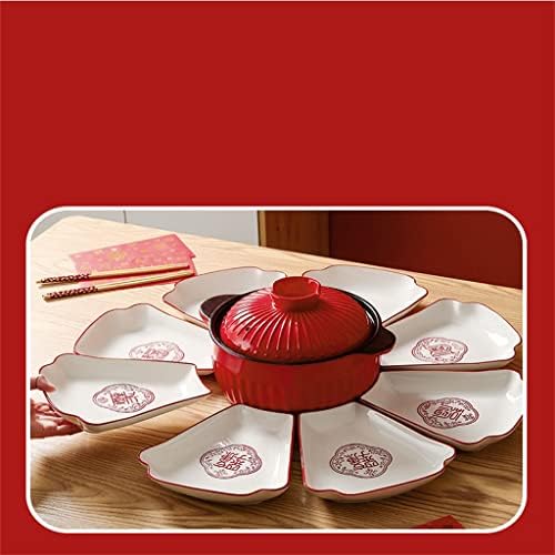PDGJG Red Platter da bandeja de cerâmica Cerâmica Tabela de tabela Placa de prato de prato de prato de prato Jantar