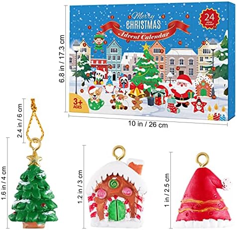 STOBOK 24PCS Christmas Advent Calendar Resina Toy Toy Mini Charms de resina de Natal pendurados Ornamentos para a árvore