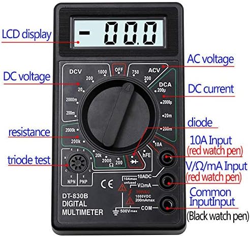 BE-Tool Multímetro digital, Multímetro Digital LCD AC/DC 200/1750V AMP VOLT OHM METER