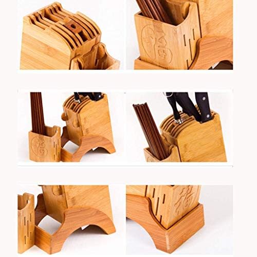 Cujux Bamboo Knife Block - Standão de faca universal com 5 slots Stand Organizer Stand （Faca não inclui)