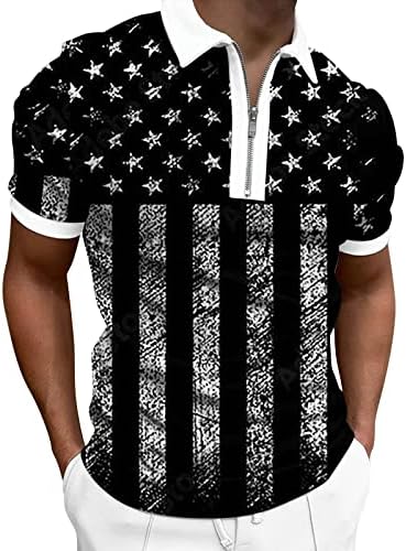 Douhen Polo Men Shirt, camisa patriótica de bandeira americana masculina para homens 4 de julho muscular Camisas de colarinho