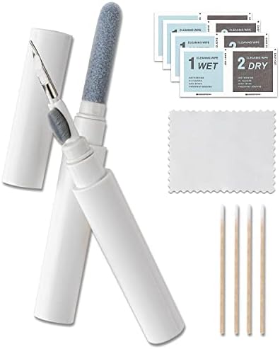 Kit de limpeza universal de ganso [2 pacote] para airpods Pro, fones de ouvido, galaxy guia câmera Bluetooth sem fio sem fio [4 swabs+4 lenços+limpeza], branco/branco