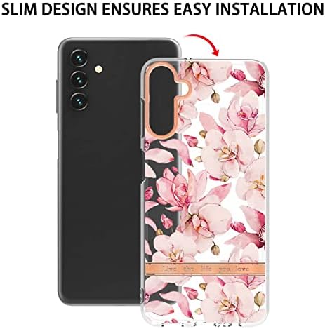 Dinglijia para a caixa Samsung A13 5G, Projeto Slim Design Aputado Câmera e Tela Proteção Belas Flores e Mulheres Caso para Samsung A13 5G Gardenia Pink
