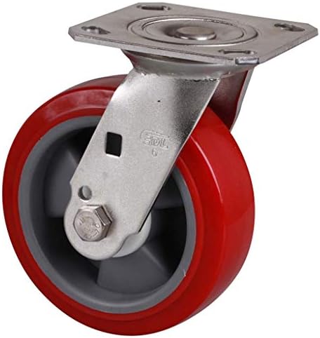 ZX@Casters Caster Aço inoxidável 6 polegadas, pode suportar 420kg | Estilo universal de topo plano | Roda de poliuretano de alta