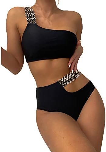 Lcepcy lantejini com feminino de duas peças Sexy Cutout Swimsuits Control Controle de cintura alta roupas de banho de