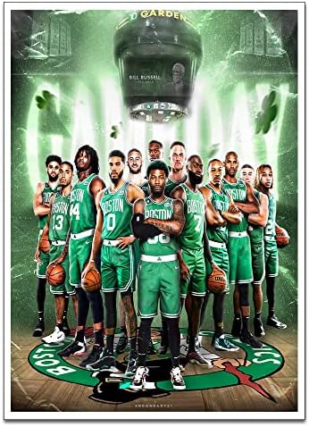 Posters de Boston Celtics para Walls Jayson Tatum Jaylen Brown Playoffs de basquete Playoffs Campeão de arte Wall Art Sports Sportstar Canvas Ginástica em casa Fãs de presentes exclusivos, homens, adolescentes 16x24 polegadas sem moldura