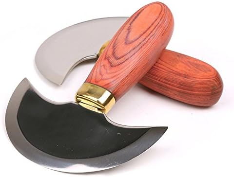 Faca de couro redonda de couro NIBD dobrou super nítido faca de corte à mão na maior parte da faca de lua para artesanato de couro diy