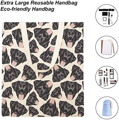 Black Labrador Canvas Bag Reutilizável bolsa de compras com alças para homens 38x41cm
