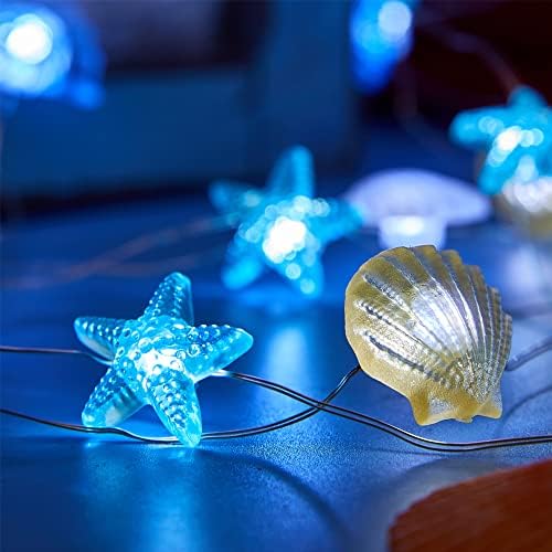 Luzes de vida marinha com tema oceano, luzes de cordas do mar na praia, decoração de aquário de praia Decoração de