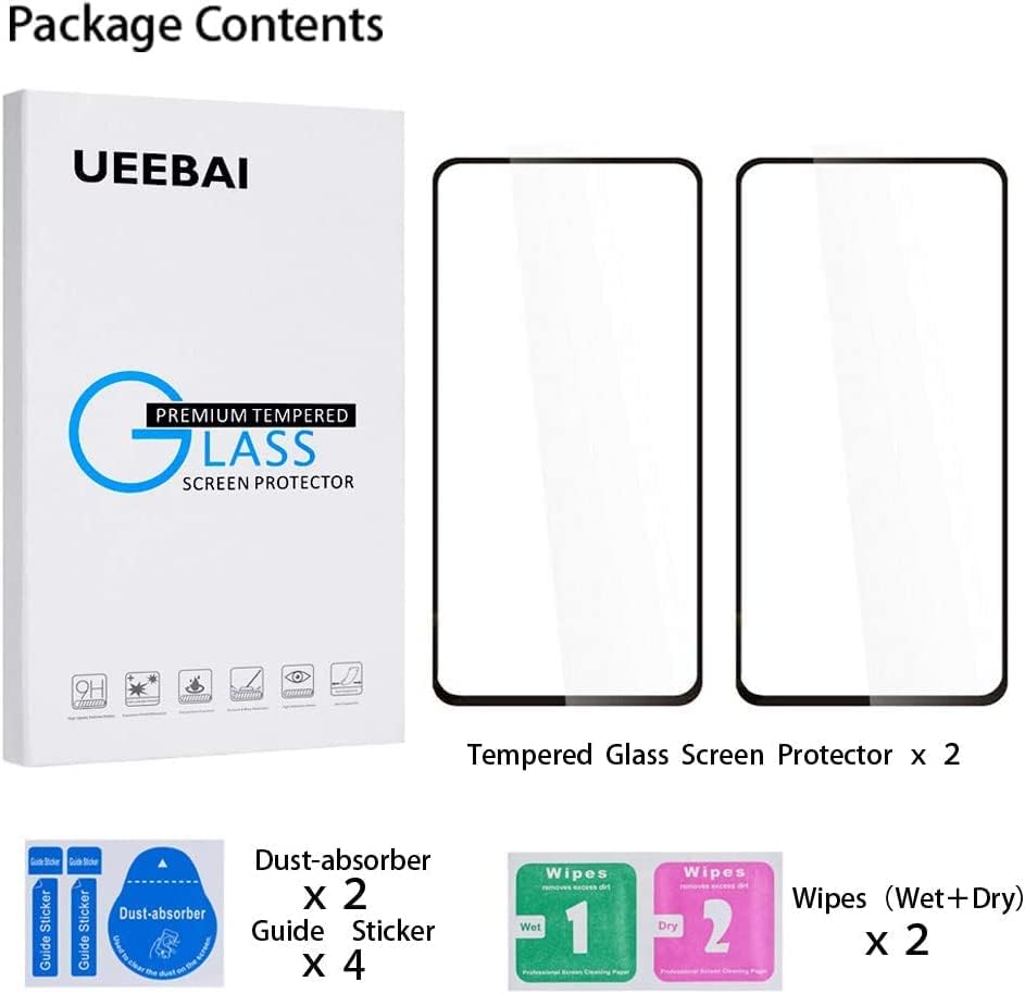 Uebai 2 pacotes protetor de tela para samsung galaxy a34 5g, vidro temperado hd de proteção transparente caso case amigável de instalação de bolhas de bolhas de bolhas grátis de bolhas de cuba