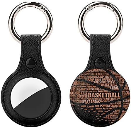 Caixa de couro de atualização de sussurro de basquete para airtag Key Finder Phone Finder Anti-arranhar a capa de pele protetora com chaveiro compatível com Airtags 2021