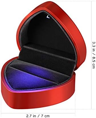 Caixa de anel Besportble, gabinete de anel de casamento em forma de coração com LED iluminado - Jóias de presente