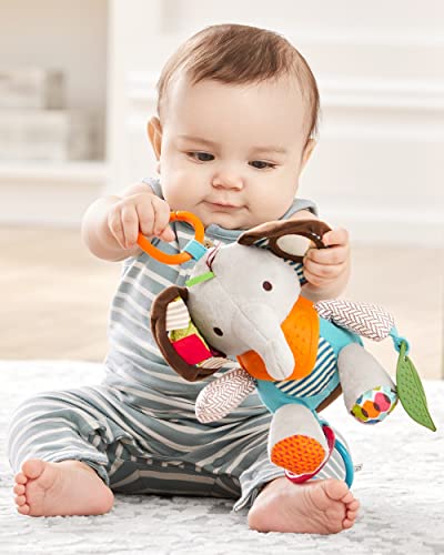 Skip Hop Bandana Buddies Atividade do bebê e brinquedo de dentição com chocalhos e texturas multissensoriais, elefante