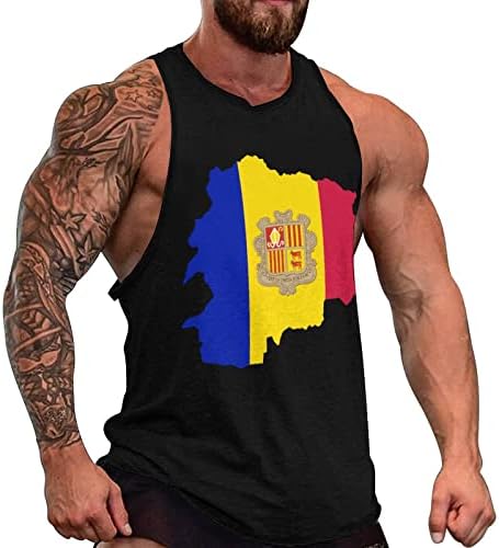 Andorra Flag Mapa de tanque de tanque masculino com o tanque de tanques do muscular, tedura do muscular, camiseta