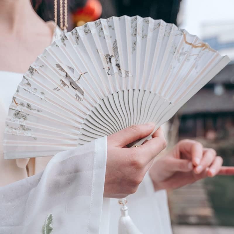 Ventilador dobrável de zsqhd fã de cor pura chinês estilo antigo ventilador pintura em branco Ventilador hanfu performance props