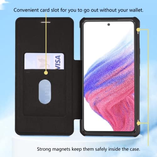 Caixa da carteira Gimane para a caixa Samsung Galaxy A53 5G, com [2x Protetor de tela de vidro temperado] PU CHURING TOPLE com