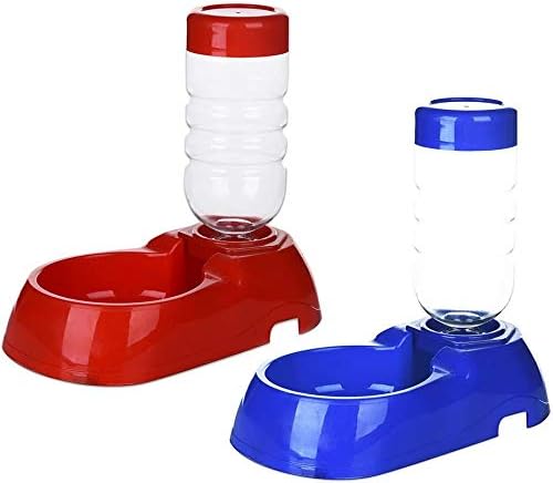 Awtang 2 em 1 Pet Automático Dispensador Automático Dispensador alimentador de cachorro Cachorro Tigela plástica Tigela de prato duplo utensílios de dieta