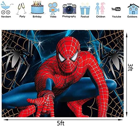 Reagted Spiderman Super City Cenários para recém -nascidos fotos de fotos infantis de fotos de super -herói fotografia de photografia de menino garoto festas de aniversário de festa de bandeira de decoração de decoração de decoração de tabela de decoração de 5x3ft