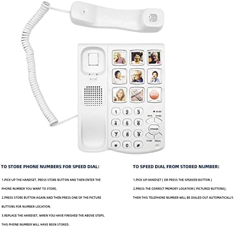 Telefones de telefone fixo Big Button Telefone para idosos Imagens substituíveis Telefone com fio Extra Loud Phone
