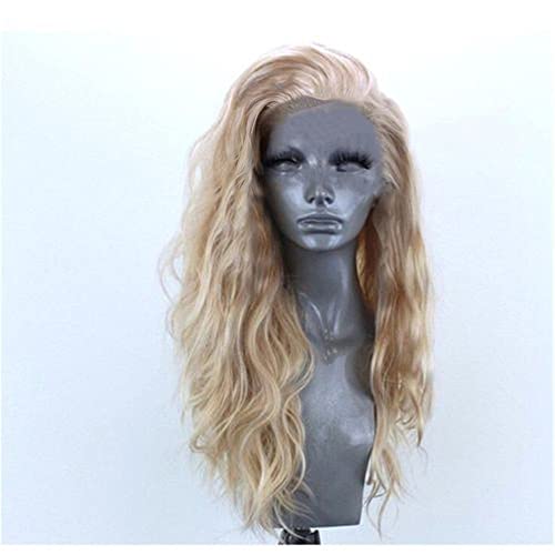 Punctualgood Light loiro peruca encaracolada longa ondulado lateral sintético Parte de fibra de fibra resistente à peruca