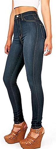 Andongnywell Women Lovel Wistide Jeans Skinny High Rise Slim Fiit calças jeans elásticas com bolsos