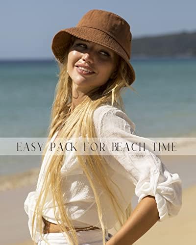 Chapéus de balde de furtalk para mulheres lavadas de algodão compactável na praia solar chapéu de balde masculino com cordas para