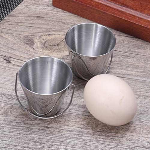 Upkoch condimento molho xícaras xícaras de ovo de aço inoxidável com colher e manusear mini baldes de metal molho