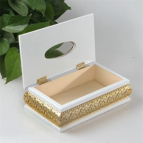 Lukeo European Style Tissue Box White Wood Gold Tissue Box Home Decoration Napkin Box Gaveta Criativa