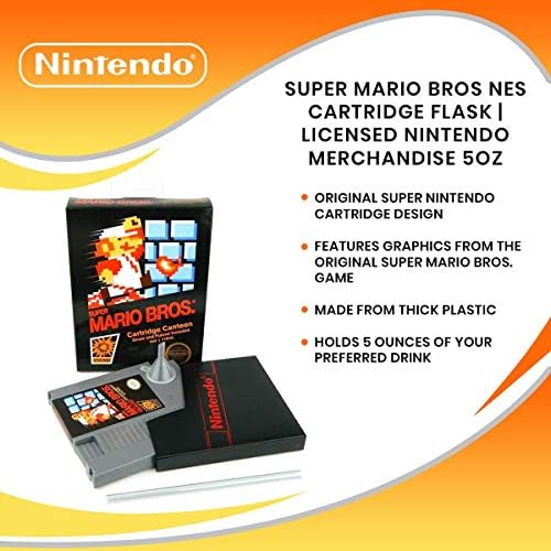 Cartucho Super Mario Bros NES Frasco de 5 onças | Mercadoria licenciada da Nintendo | Titular de bebida para novidades