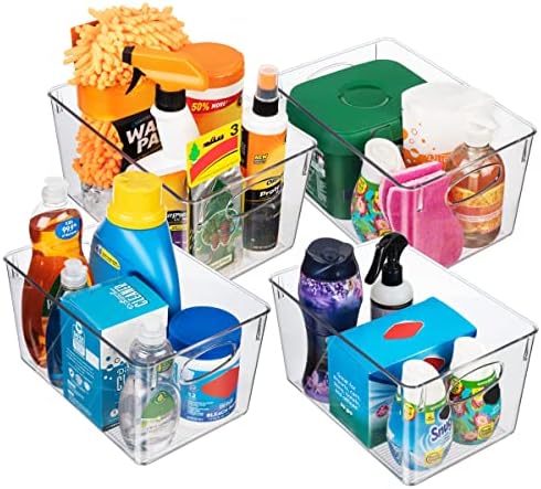 Clearspace Plastic Storage Bins com tampas - organização de cozinha perfeita ou armazenamento de despensa - organizador de geladeira, organização de despensa e caixas de armazenamento, organizadores de gabinetes - 4 pacote