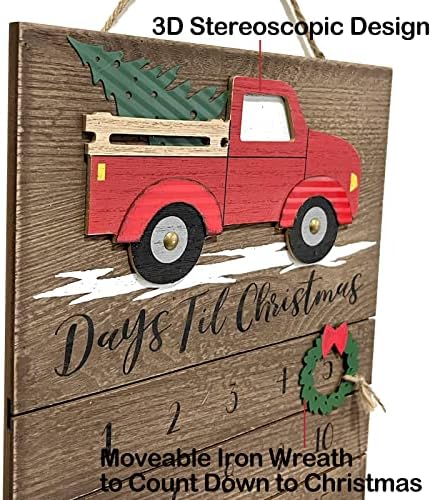 Eternnhome natal contagem regressiva vermelha caminhão advento calendário faz fazenda decorações de madeira parede de