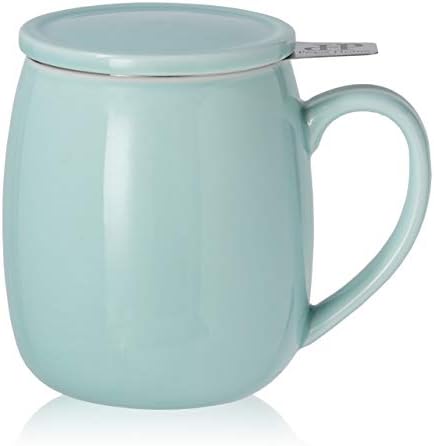 Pazhome Tea Cup Infuser tampa: 17,5 oz de caneca de chá de cerâmica com filtro e tampa para xícara de chá ou café quente - caneca