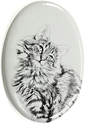 Art Dog Ltd. Cat da Floresta Norueguesa, lápide oval de azulejo de cerâmica com uma imagem de um gato