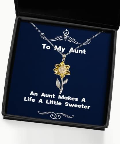 Presentes engraçados da tia, uma tia torna a vida um pouco mais doce e perfeito de colar de pingente de girassol de Natal de