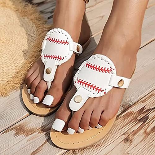Chinelos para mulheres, sandálias de beisebol de moda feminina chinelos planos de sapatos de pé confortável