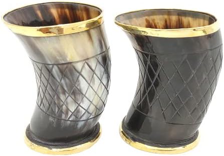 Crafões domésticos de qualidade autênticos Viking bebendo chifre | Medieval Inspire Drinkware | Glass de vinho de aro de