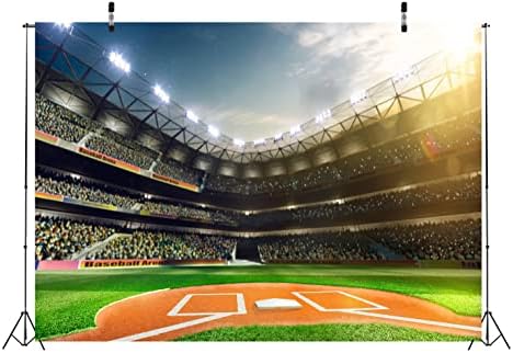 BELECO 15x10ft Fabric Baseball Baseball Baseball Field Stadium Pedido de fotografia para festa de aniversário da festa do