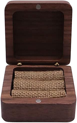 12pcs Square Caixa de anel de madeira quadrada Caixa de armazenamento de madeira de jóias em branco com casais magnéticos Caixa