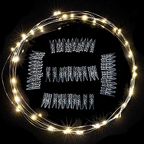 Luzes de corda de clipe de foto 17 pés - 50 luzes de fada de fada LED com 50 clipes claros para pendurar fotos, luzes de cordas