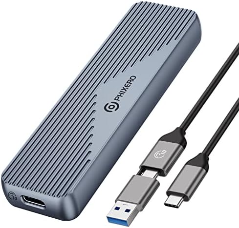 Adaptador de gabinetes SSD Phixero M.2 MVME SATA, USB 3.1 Gen 2 10 Gbps MVMe M Key/B+M Chave SSD, 6 Gbps SATA B+M Chave do estado
