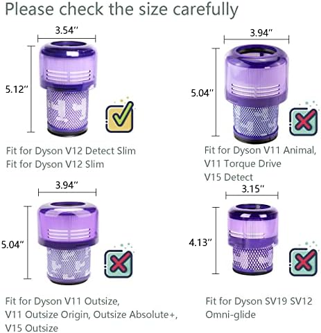 3 Substituição de filtro de embalagem para Dyson V12 Detectar o vácuo sem fio e os aspiradores finos V12, compare com a Parte 971517-01