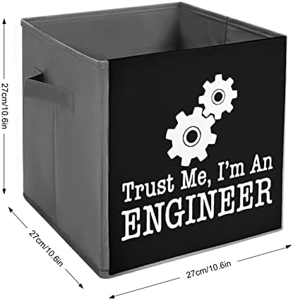 Confie em mim, eu sou um engenheiro de lona colapsível caixas de organizador de cubos com alças para carro de escritório em casa