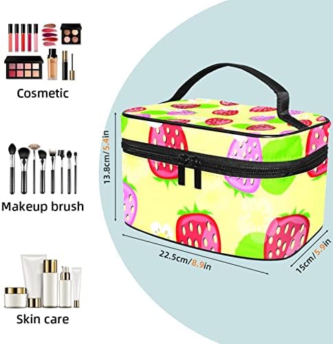 Bolsa de maquiagem de viagens de Yoyoamoy com compartimento, fofo de morango grande caixa de cosméticos Caixa de beleza personalizada
