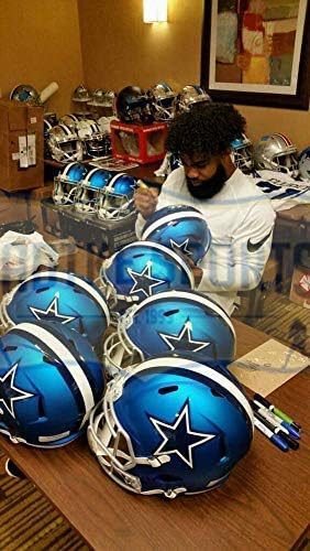 Ezekiel Elliott autografou/assinado Dallas Cowboys atual capacete da NFL autêntico com inscrição We Dem Boyz
