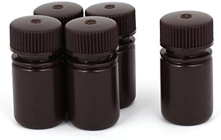 UXCELL® 5pcs 25ml de plástico de boca larga Laboratório químico reagente garrafa de amostra de garrafa marrom