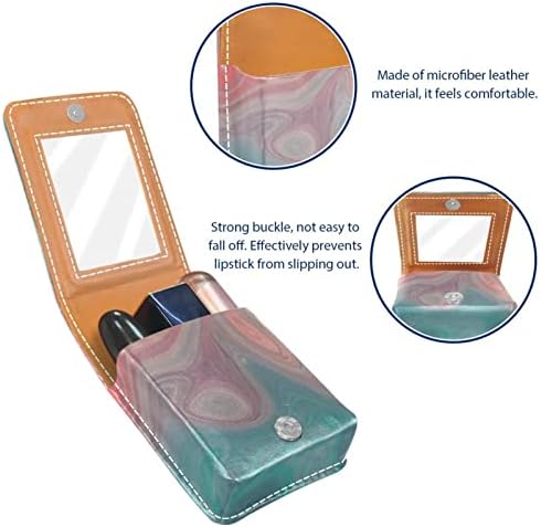 Mini maquiagem de Oryuekan com espelho, bolsa de embreagem Leatherette Lipstick Case, padrão de mármore rosa abstrato moderno