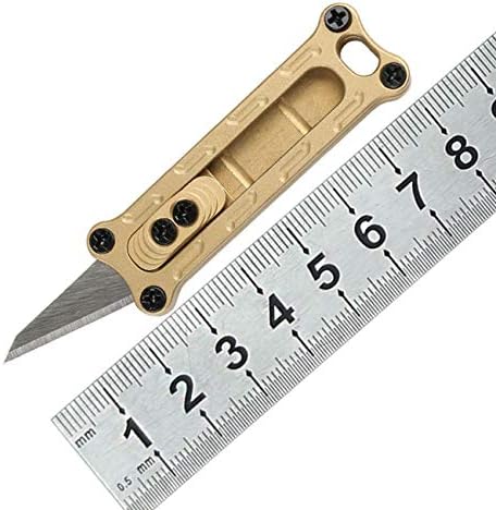 Mini Brass Rapid utility Knife, cortador de papel de ferramenta portátil, Keychain de pendurar, com retrátil