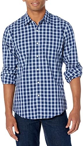 Essentials Men Slim-Fit Sleeve Poplin camisa