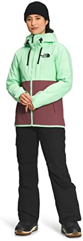 A jaqueta de esqui à prova d'água do North Face Women, pátina verde/gengibre selvagem, pequeno